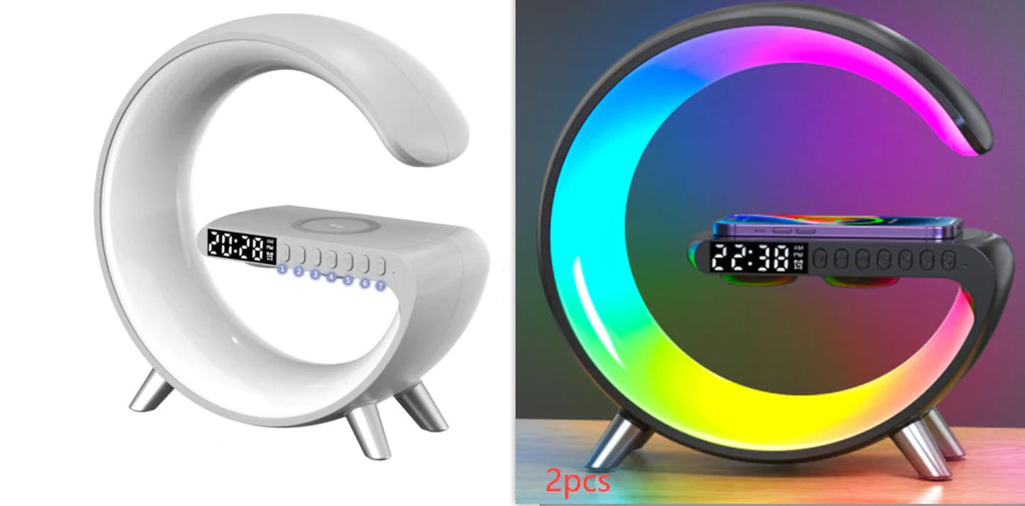 2023 New Intelligent G Shaped LED Lamp Bluetooth Speake Wireless Charger Atmosphere Lamp App Control for Bedroom Home Decor